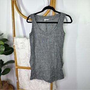 Luukaa Black and Grey Linen Crinkled Tank Top sz 2